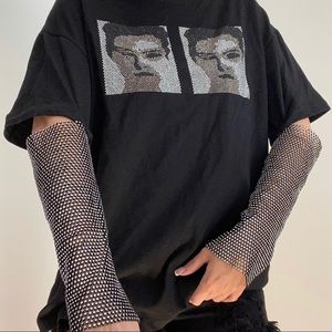 Rhinestone arm Black tee shirt